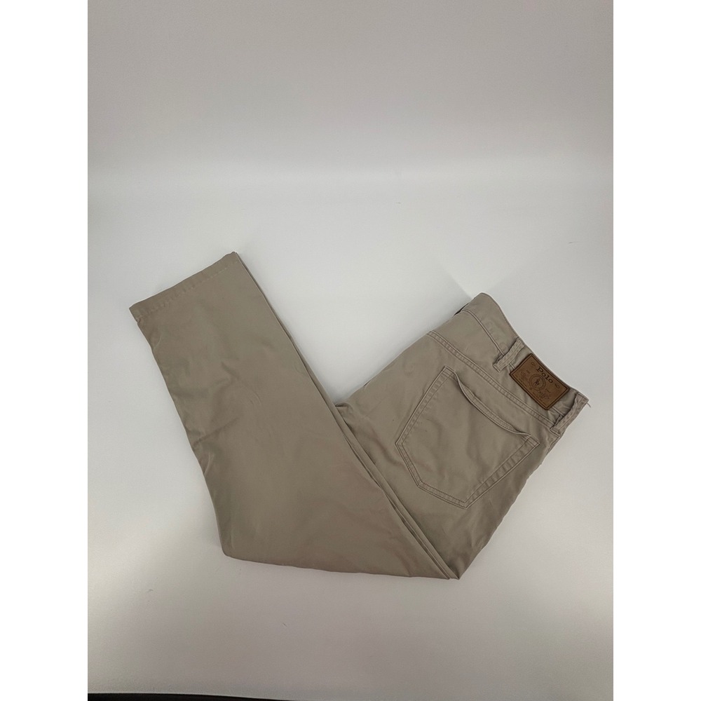 Polo Ralph Lauren Mens Tan Khaki Straight Leg Pants 36/27Pony Logo RN41381
